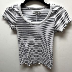 Fitted lettuce edge striped top